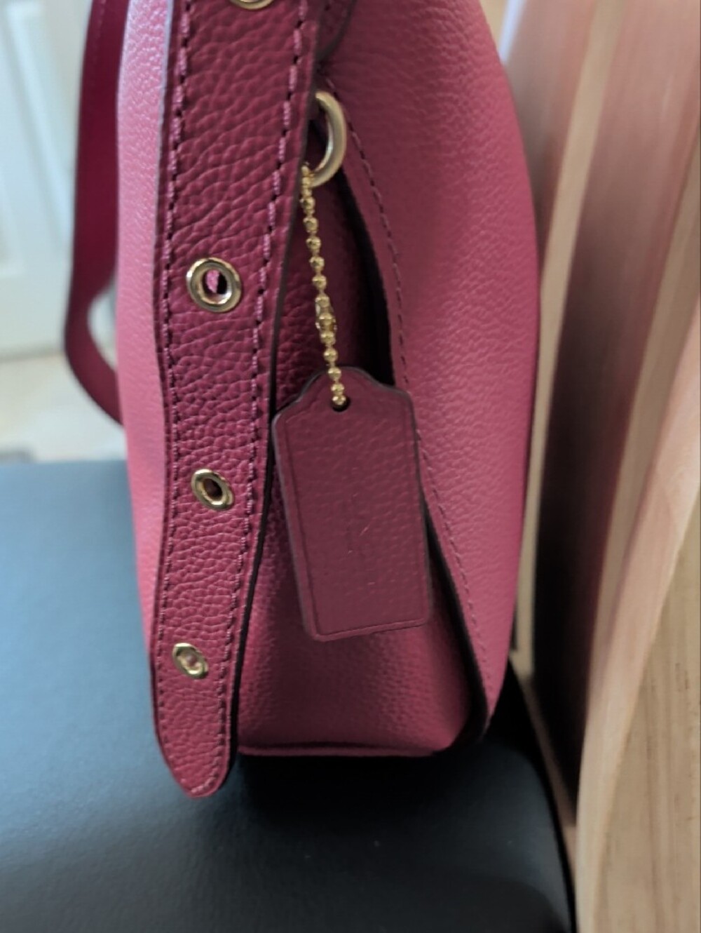 Coach Pebbled Leather Dufflette Hobo Dark Berry (21377) NWOT - Picture 3 of 13